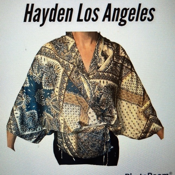 New with Tag Hayden Los Angeles Kimono Style Double String Blouse Size L - Picture 1 of 7